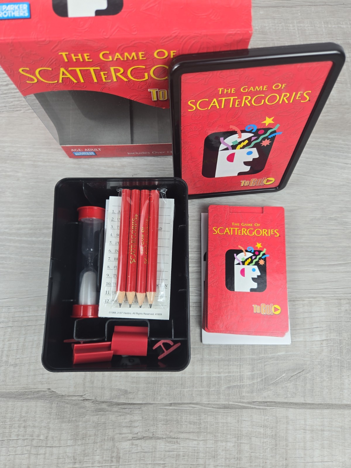 The Game of Scattergories To Go! Parker Brothers