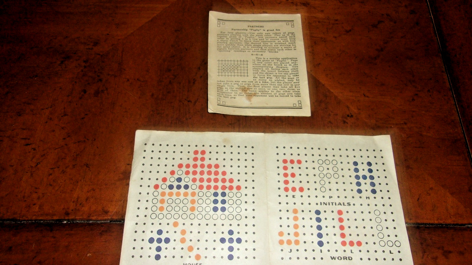 Vintage 1930s PEGITY from PB ~ Strategy Board Game w/Wooden Pegs, 2-4 Players