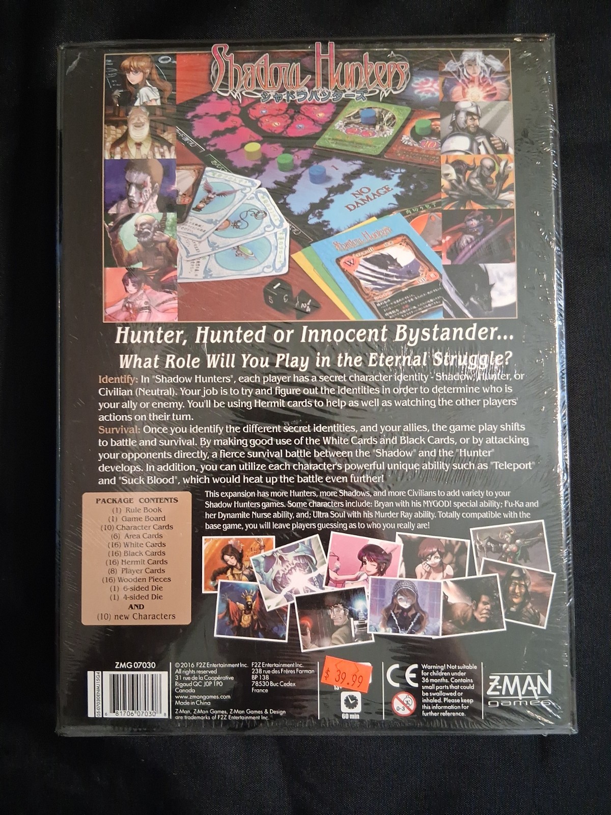 Shadow Hunters board game Z-Man Games 0 Complete OOP 10 additional characters