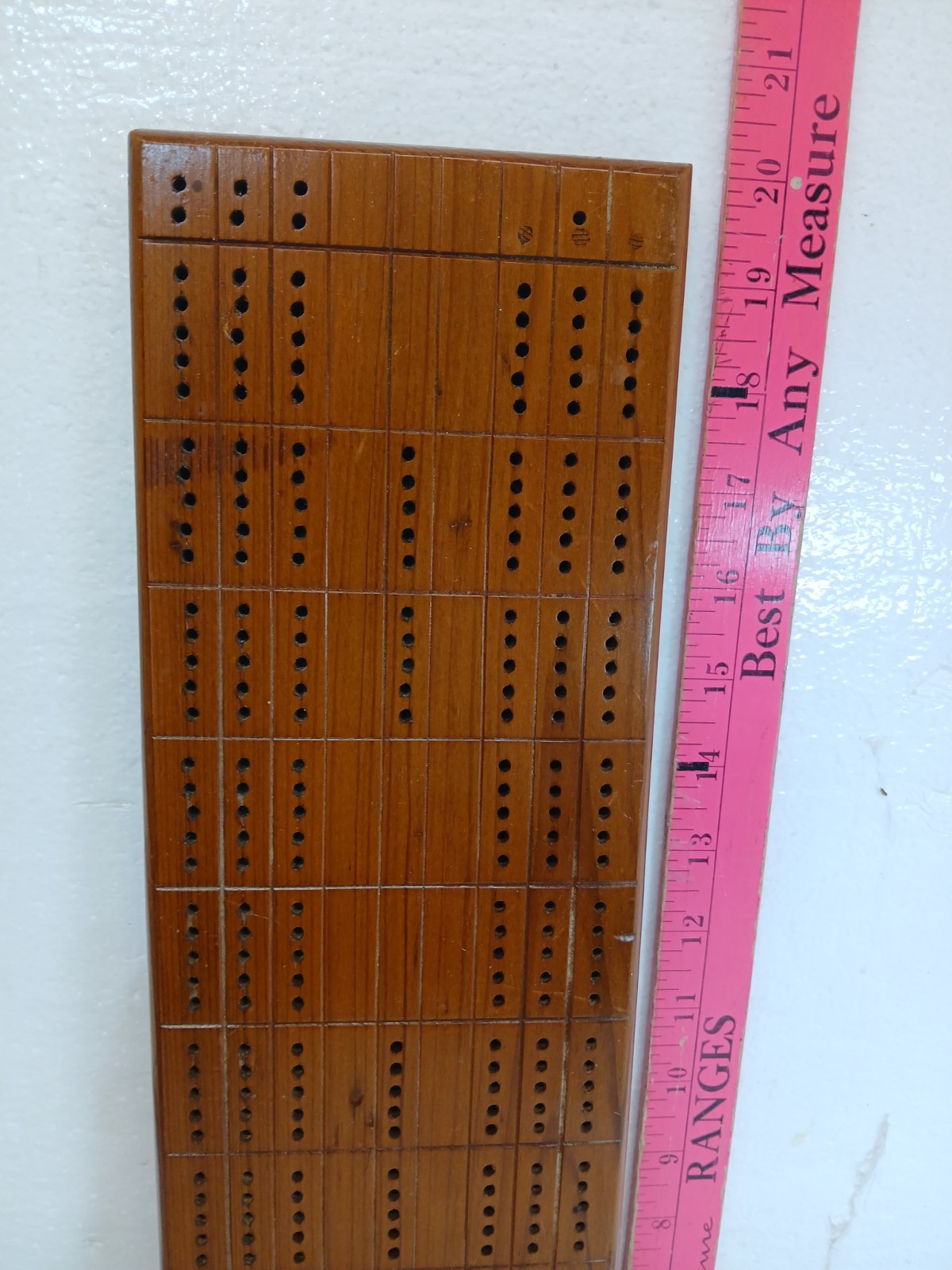 Vintage Handmade Wooden Cribbage Board 20″ 3 Track Signed 1994 No Pegs