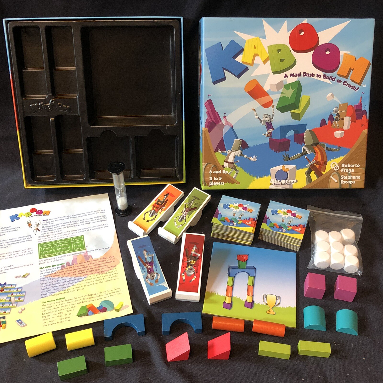 Kaboom A Mad Dash to Build or Crash Board Game EUC 100% COMPLETE ~ block towers