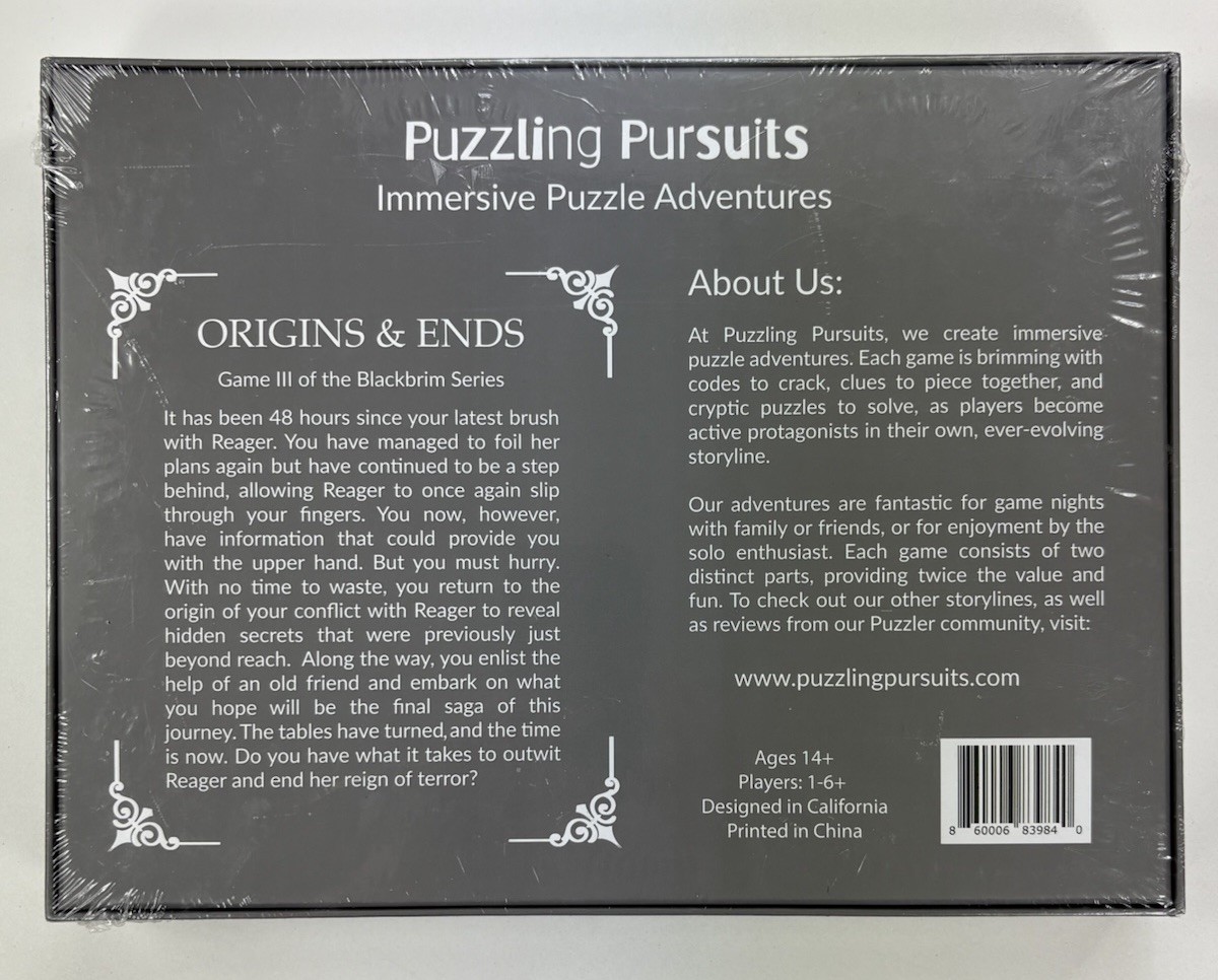 Puzzling Pursuits Blackbrim 1876 + Reagers Return + Origins &Ends 3 Game Trilogy
