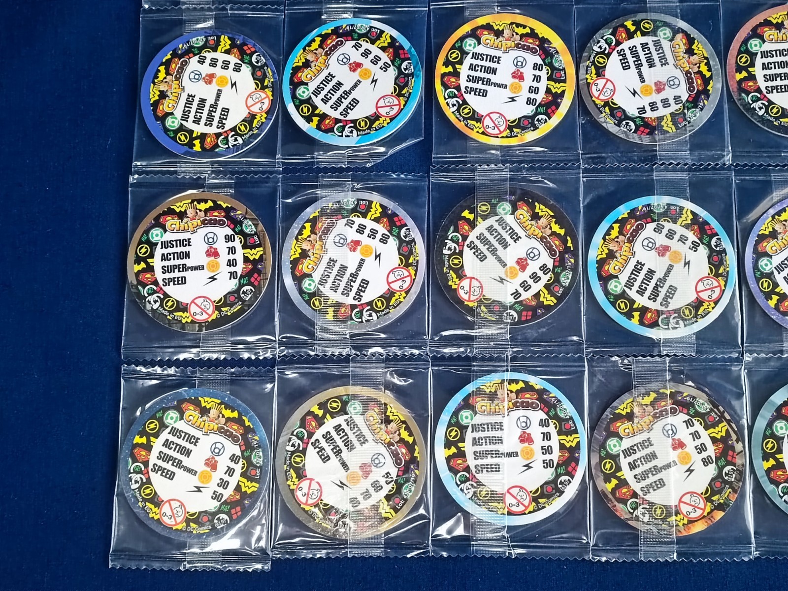 Lot of 25 DC Comics Justice League Pogs Tazos Caps – Chipicao Cardboard Sealed
