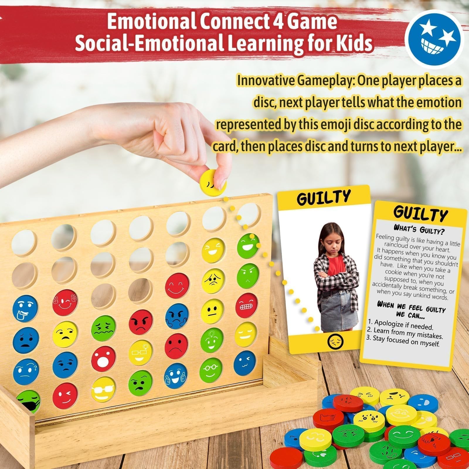 Social Emotional Learning Therapy Games for Kids, w/56 Emotion Cards, Connect…