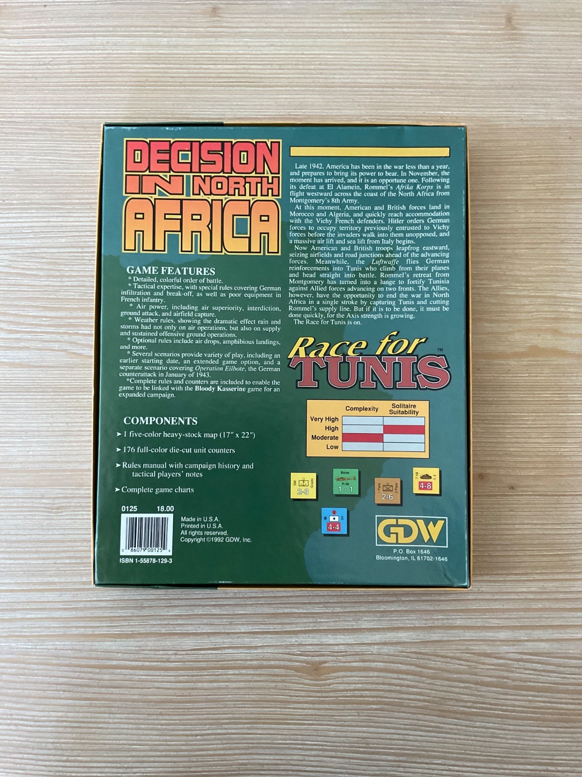 GDW Wargame Race for Tunis Box VG+/NM