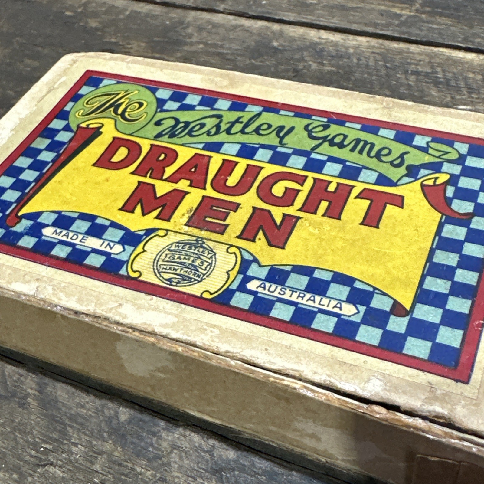 The Westley Games DRAUGHT MEN Game Vintage Board Game Made In Australia