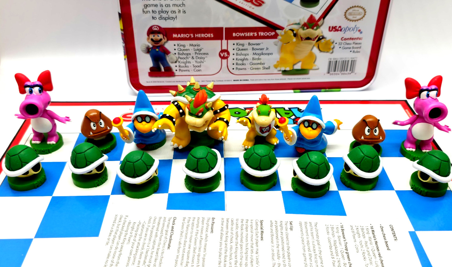 Super Mario Collector’s Edition Chess Set Metal Tin Complete Nintendo Licensed