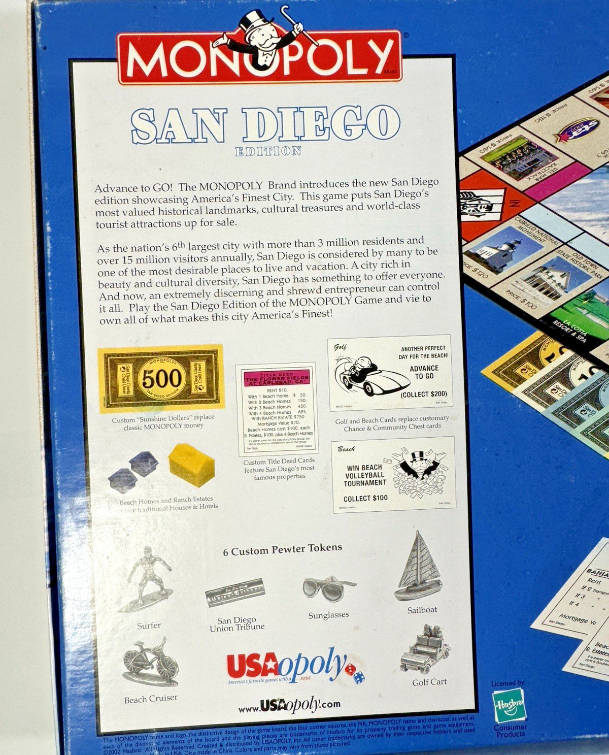 San Diego Monopoly Game Hasbro Parker Brothers Sea World, Padres, Chargers EUC