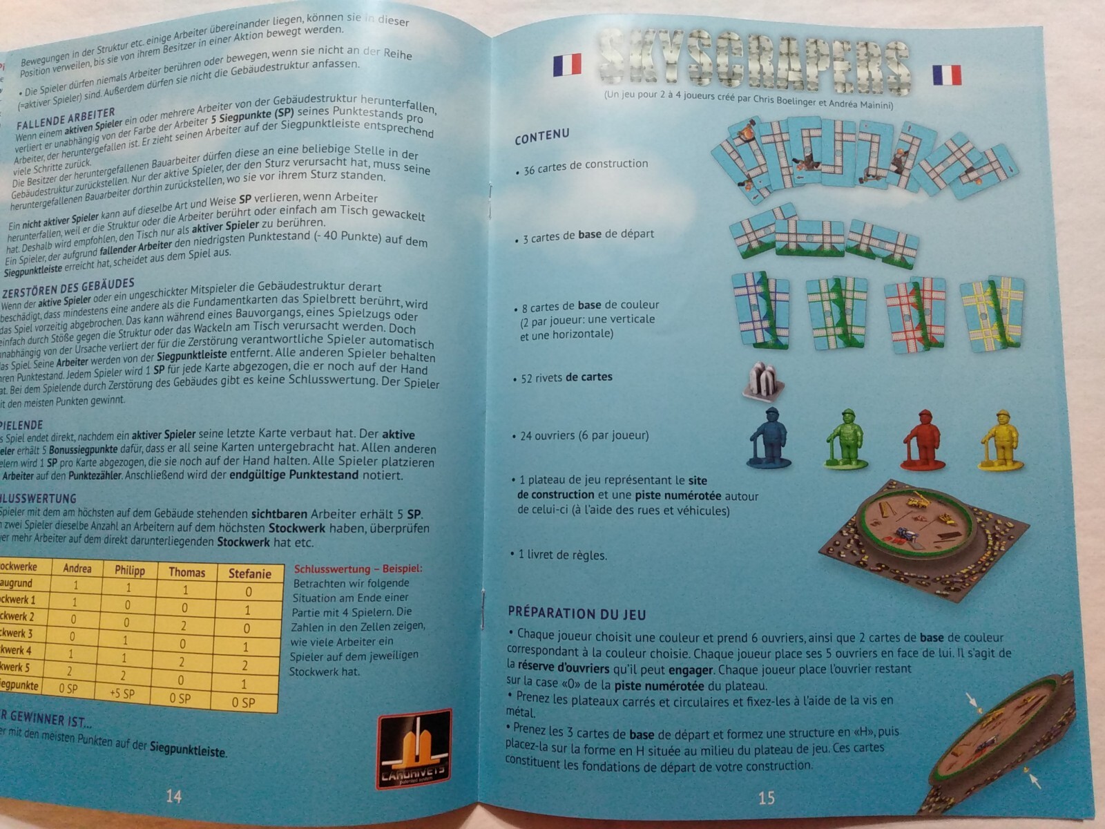 Game Skyscrapers Sirius Building & Blocking 2-4 play Ages 8 Up Mainini Boelinger