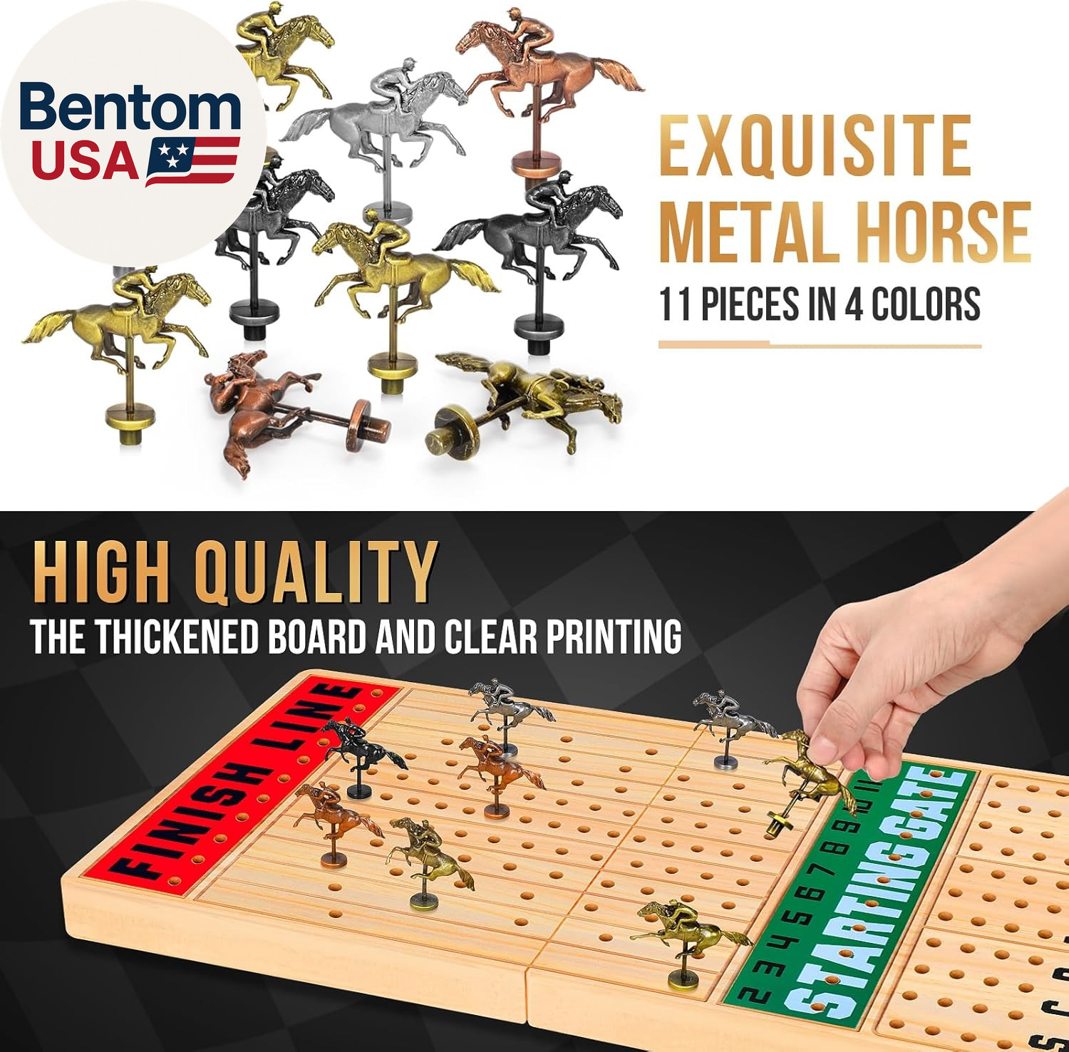 Large 21 Inches Horse Race Board Game, Horse Racing Games with Cards and Dice &