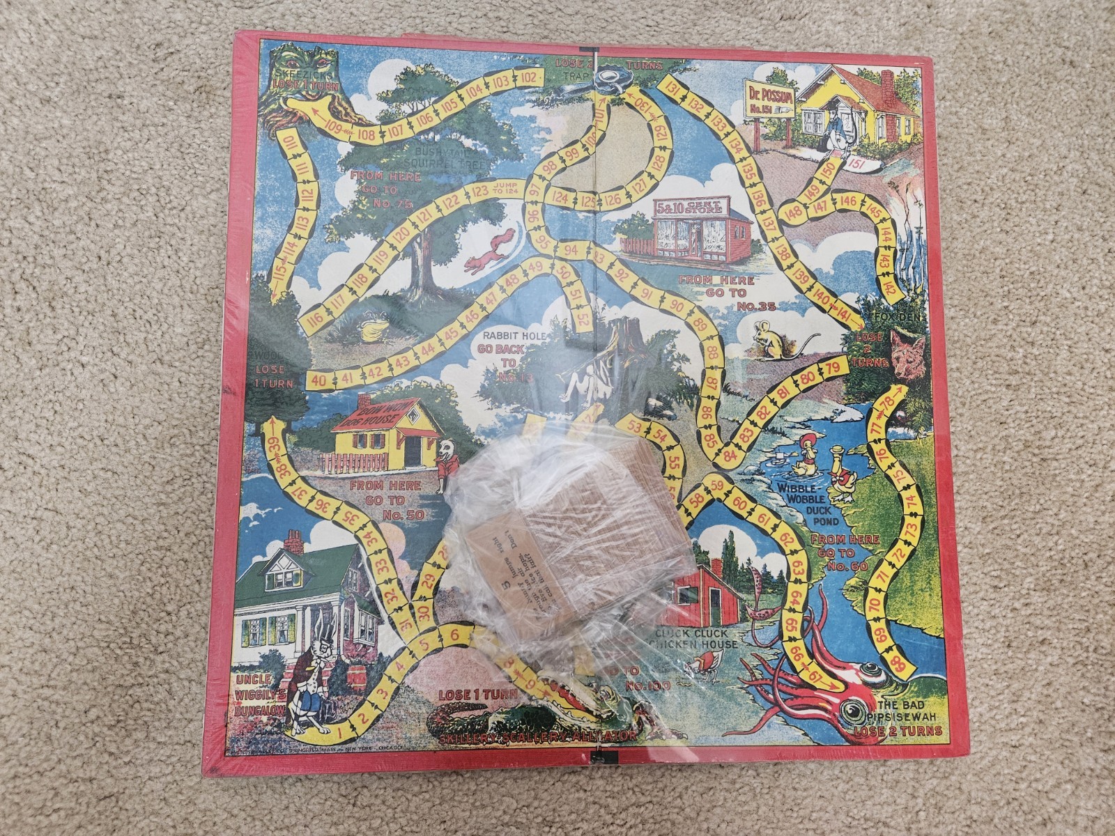 ~ Vintage UNCLE WIGGILY Board Game Red Squid Milton Bradley Howard Garris ~