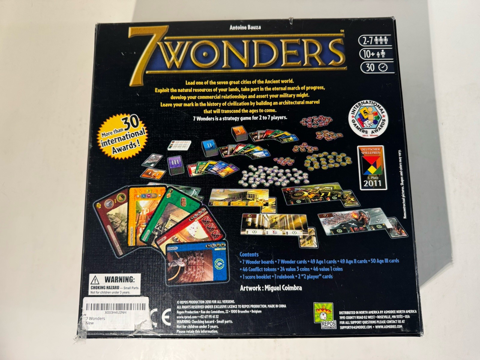 7 Wonders Board Game 2011 Repos Productions Antoine Bauza New Open Box