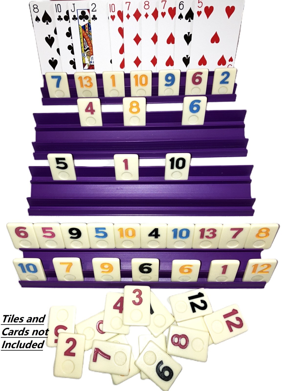 Rummy Tiles Cards Racks PURPL Holders Trays Set of 4 Racks Games Hands Organizer