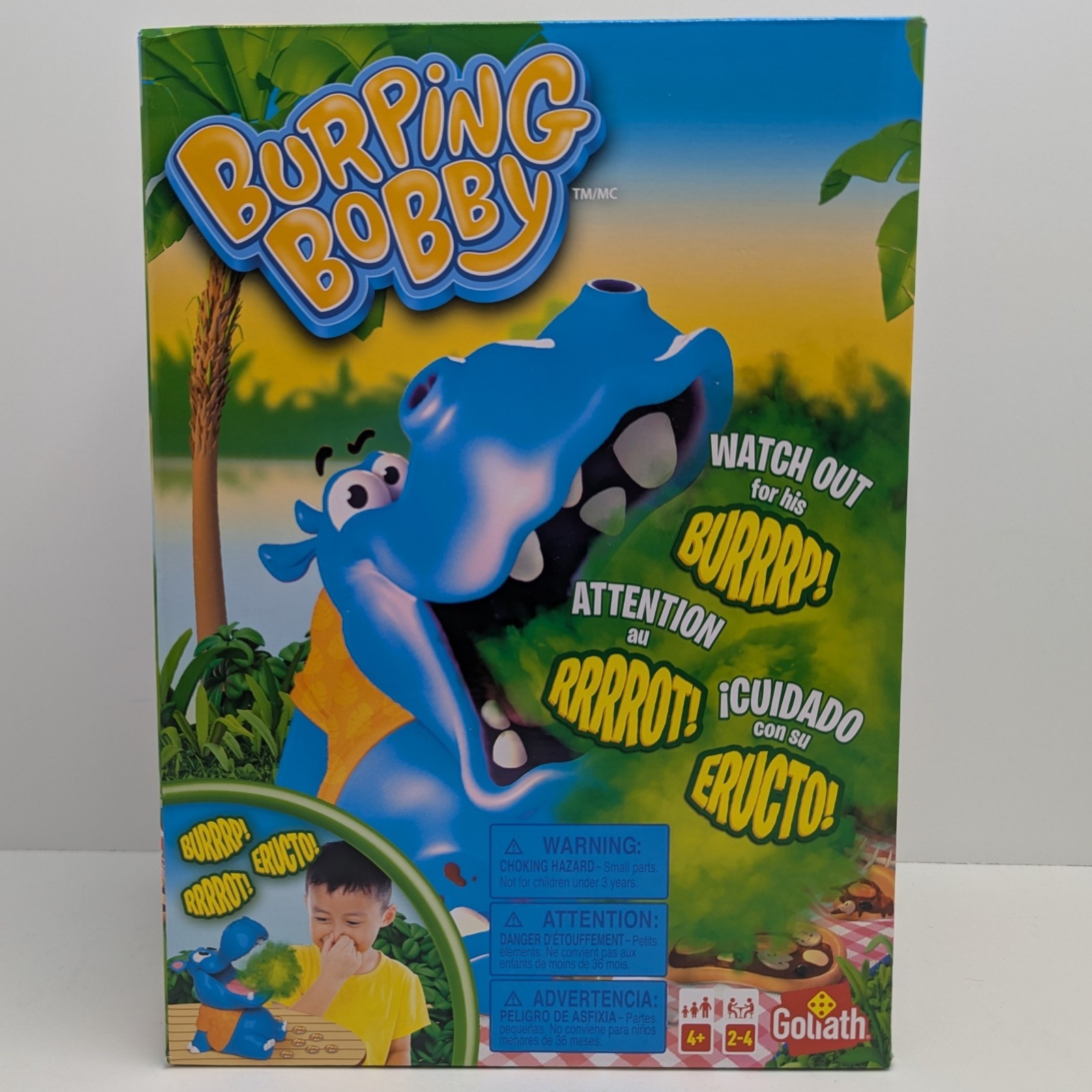 Goliath Burping Bobby Hippo Game 2–4 Players Kids Ages 4+ Family Action Game