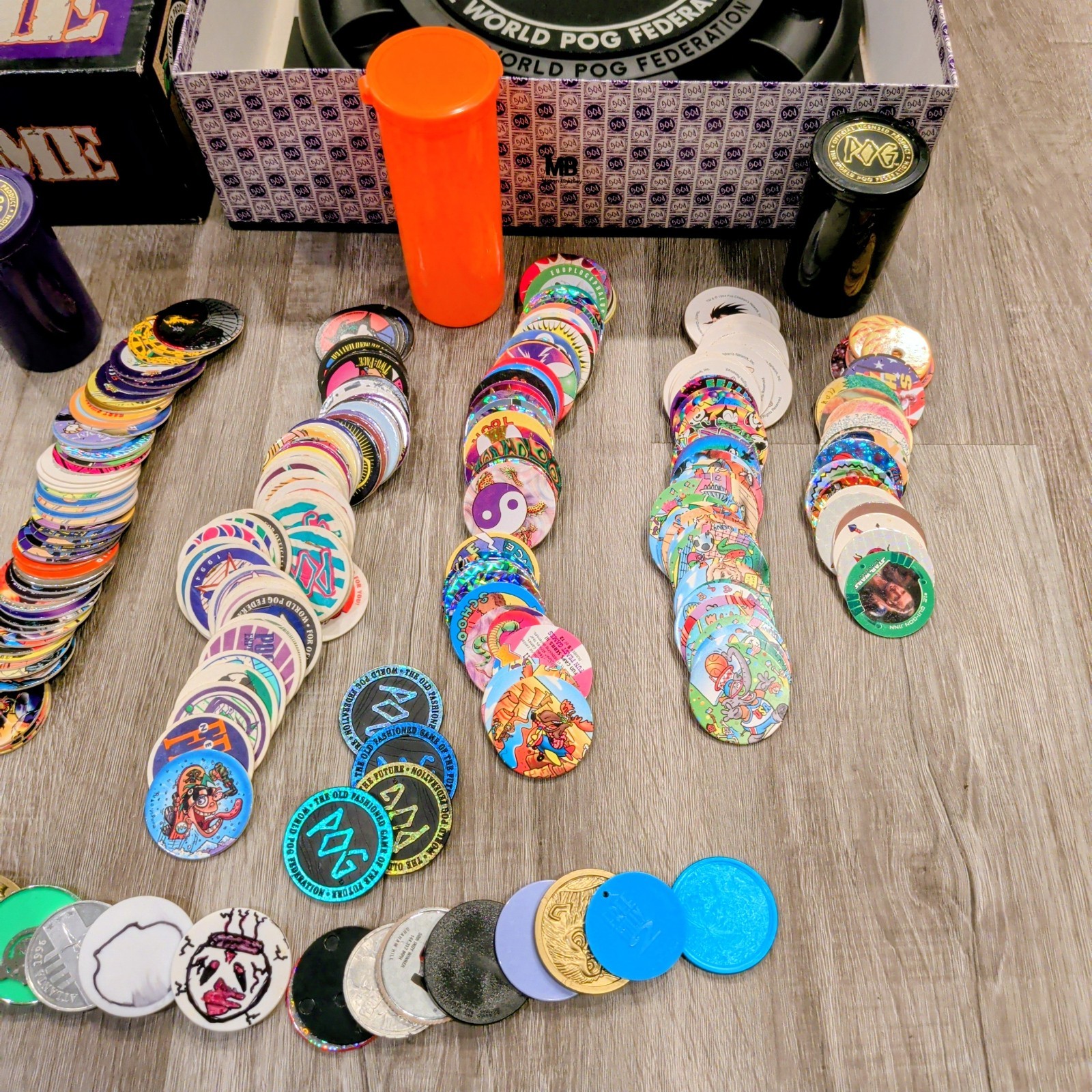 POG The Game Lot of 260+ World Pog Federation Slammers POGs Board Mats Maker Etc