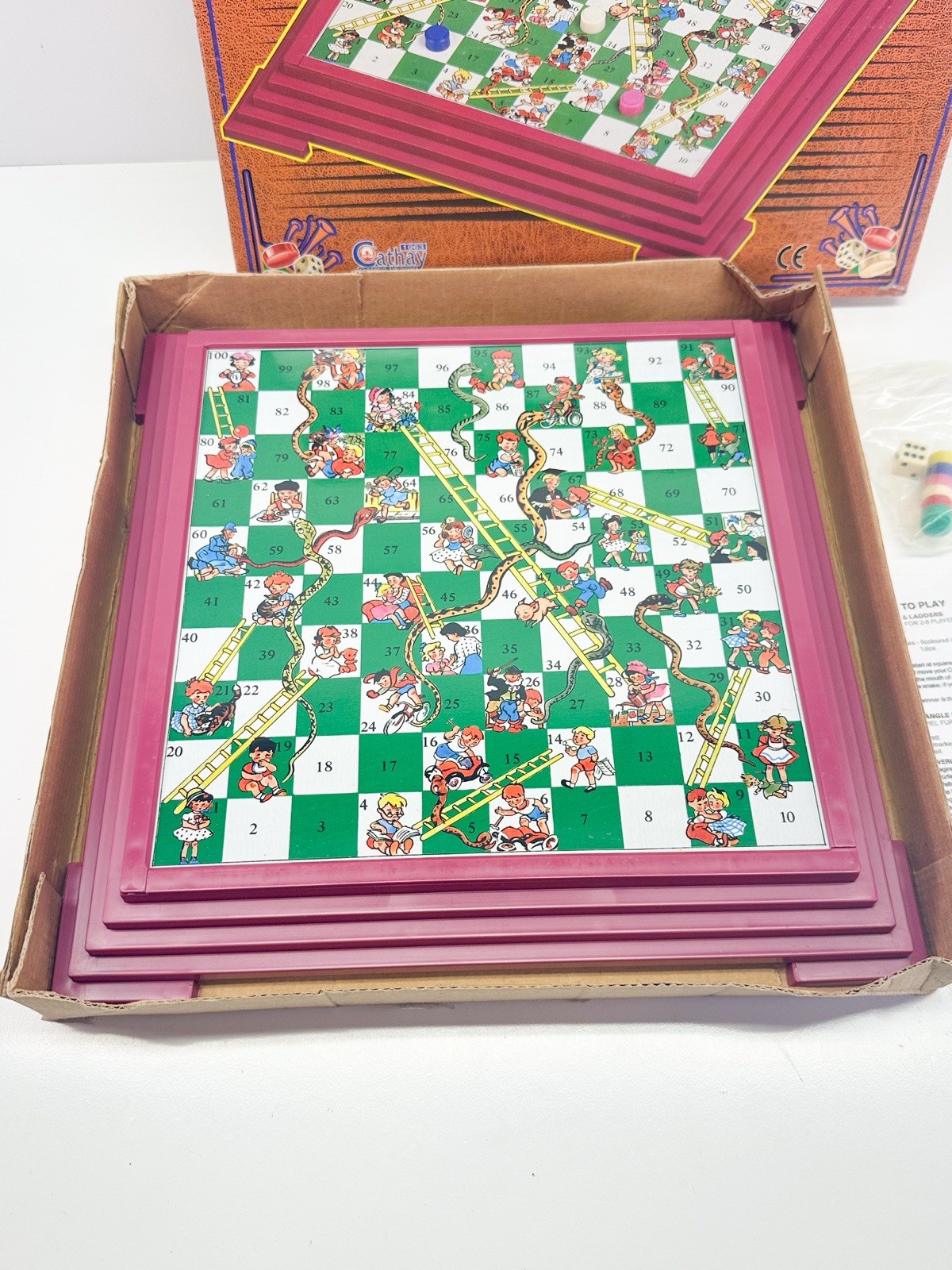 Cathay No. 975N Vintage Magnetic Snakes And Ladders Boardgame COMPLETE Travel