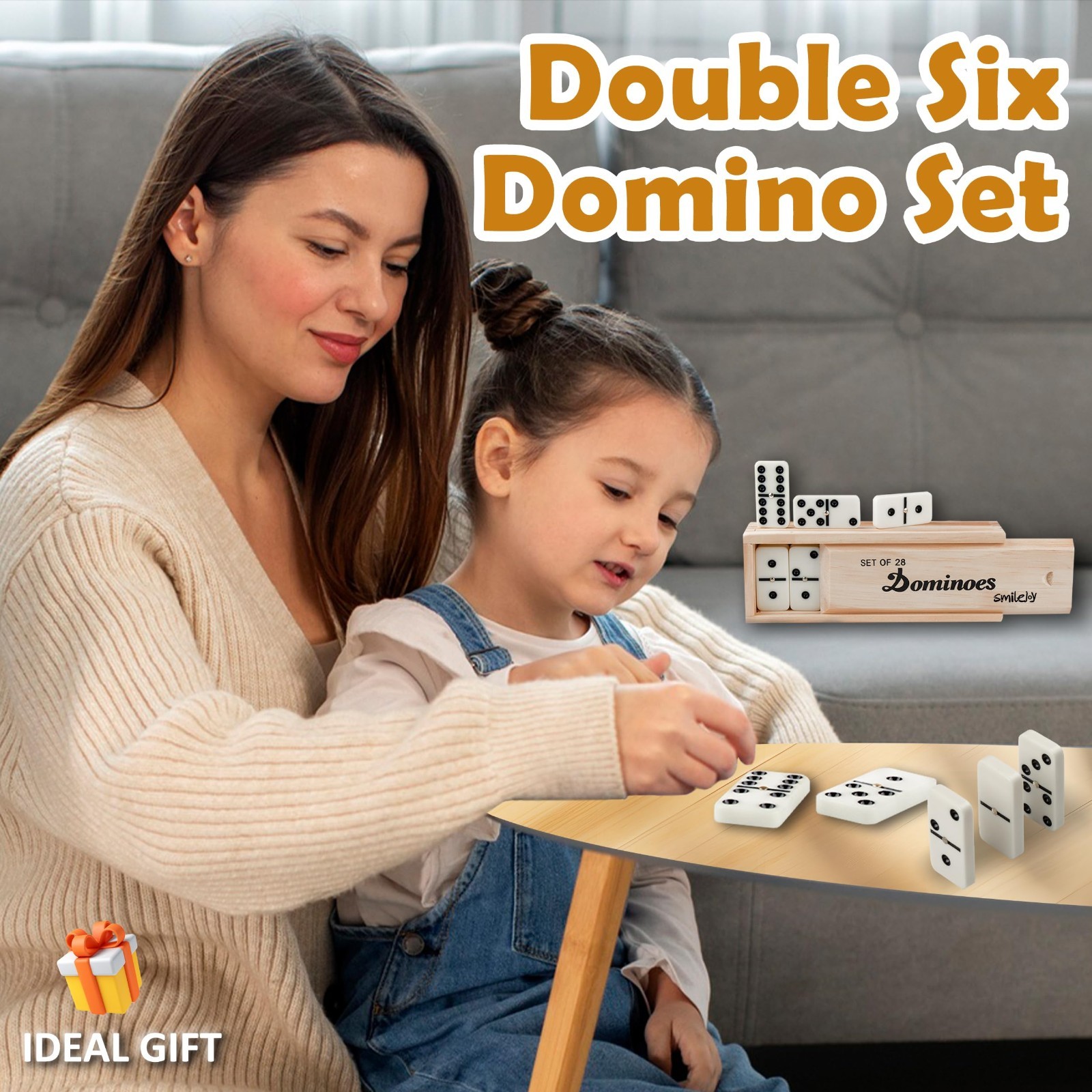 Classic Double 6 Dominoes Set for Adults – 28 Piece Game with Wooden Case, 2 Pla