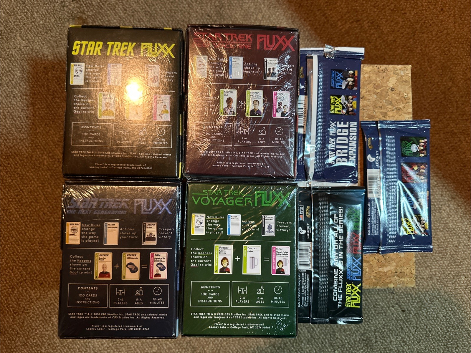 Fluxx Star Trek lot ToS Next Generation Stng DS9 Voyager Porthos Bridge NiS