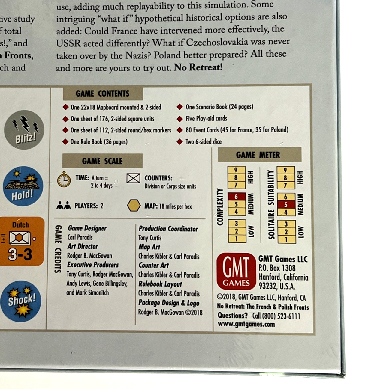 No Retreat the French & Polish Front, GMT Games, 2018. New in Shrink.