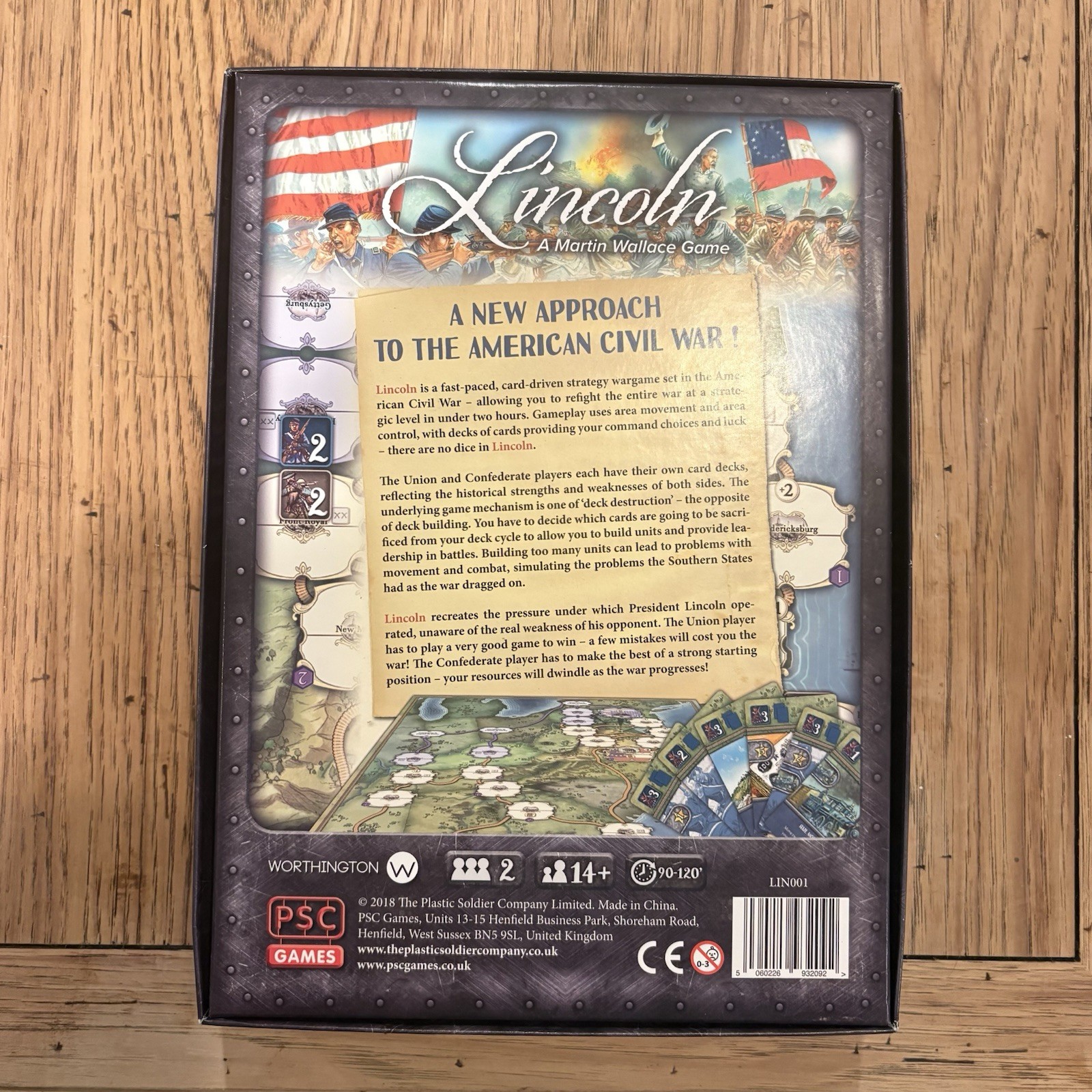 Worthington Games Lincoln Board Game Card Driven Strategy War Complete 2018