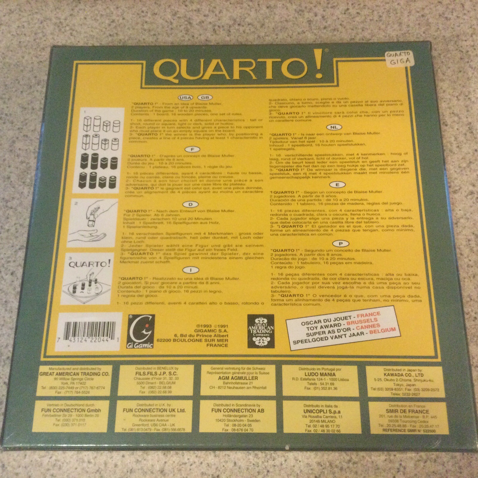 New Vintage Quarto Gigamic Board Game 1991 Wooden Strategy Mensa Select