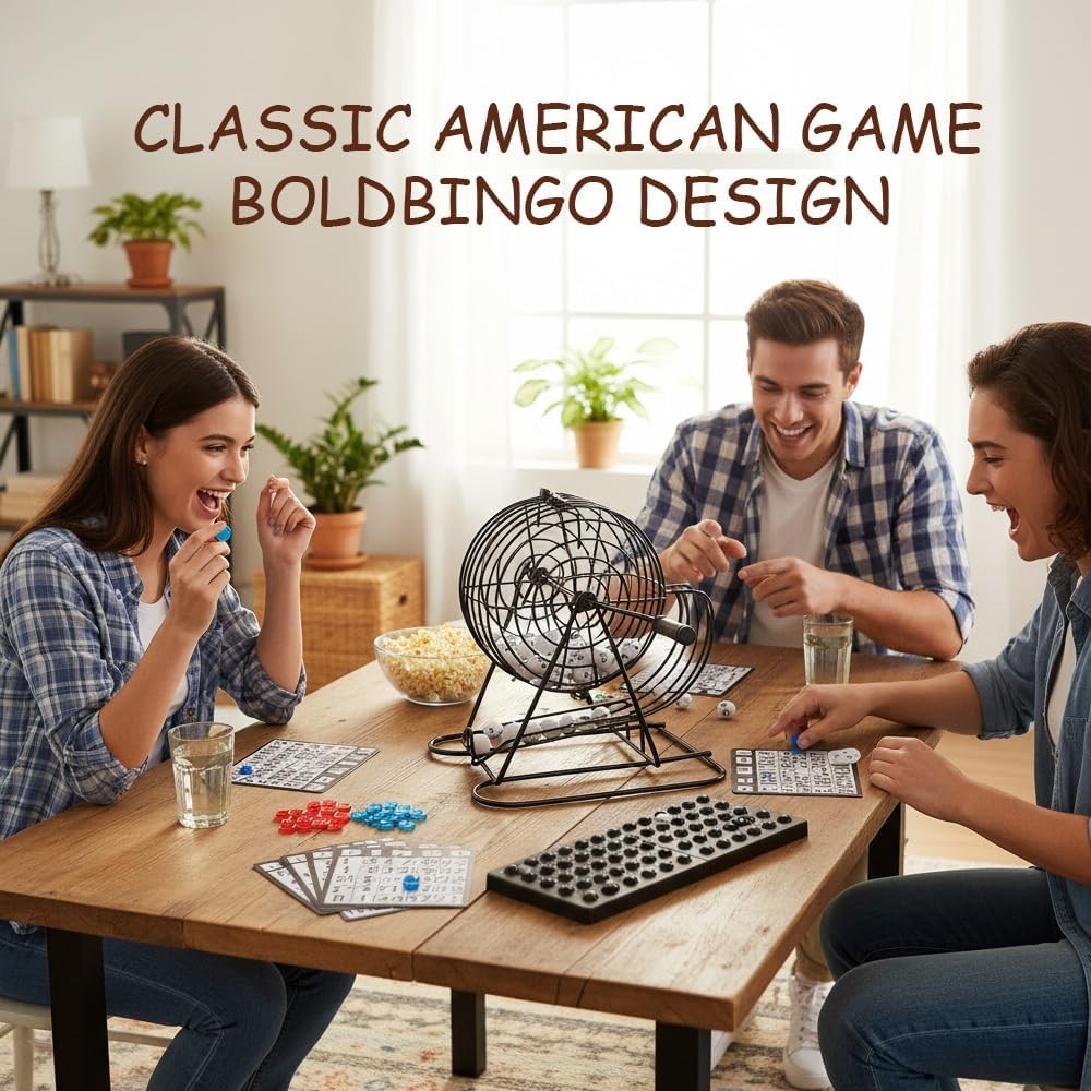 Deluxe Bingo Game Set w/Metal Bingo Cage Perfect for the Whole Family FriendsANY