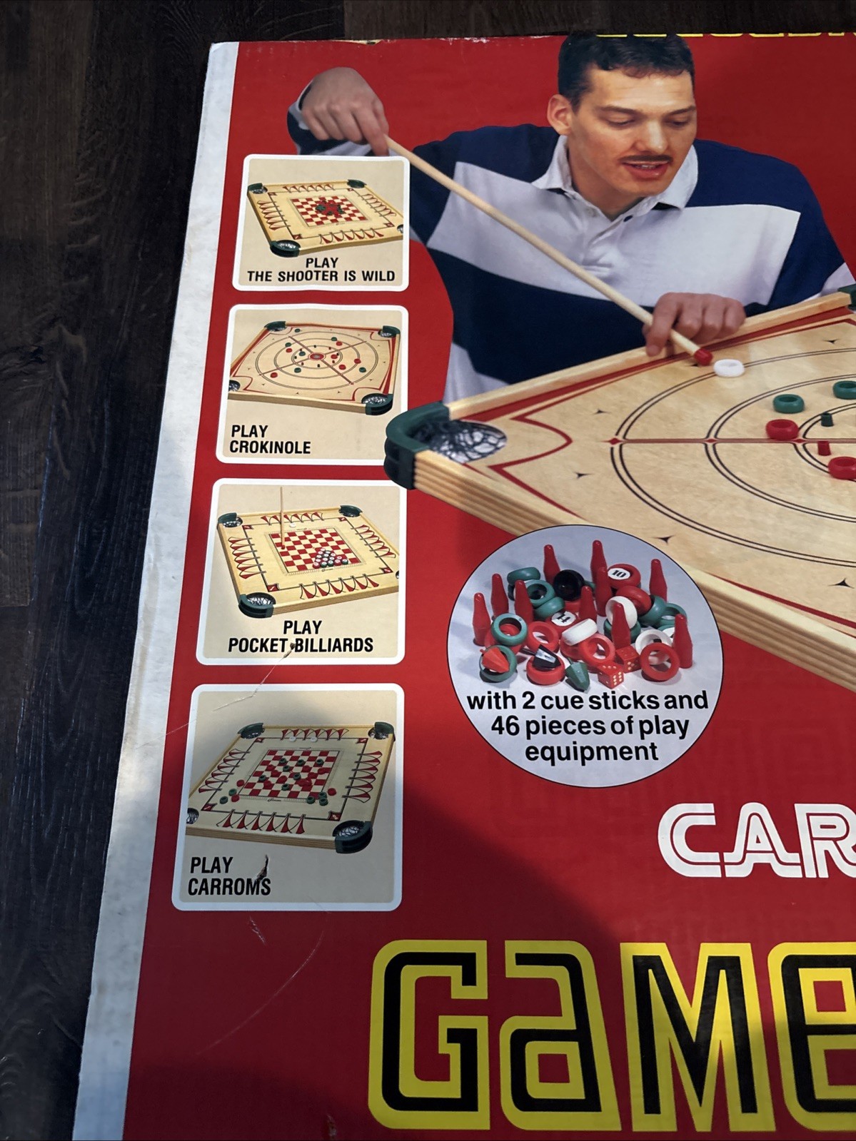 Vintage Carrom Wooden Game Board Table Model 100 Complete NEW Factory Sealed
