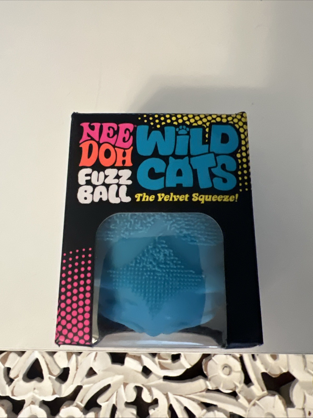 NeeDoh Wild Cats Fuzz Ball BLUE Nee Doh Squishy NEW Authentic Schylling Sealed