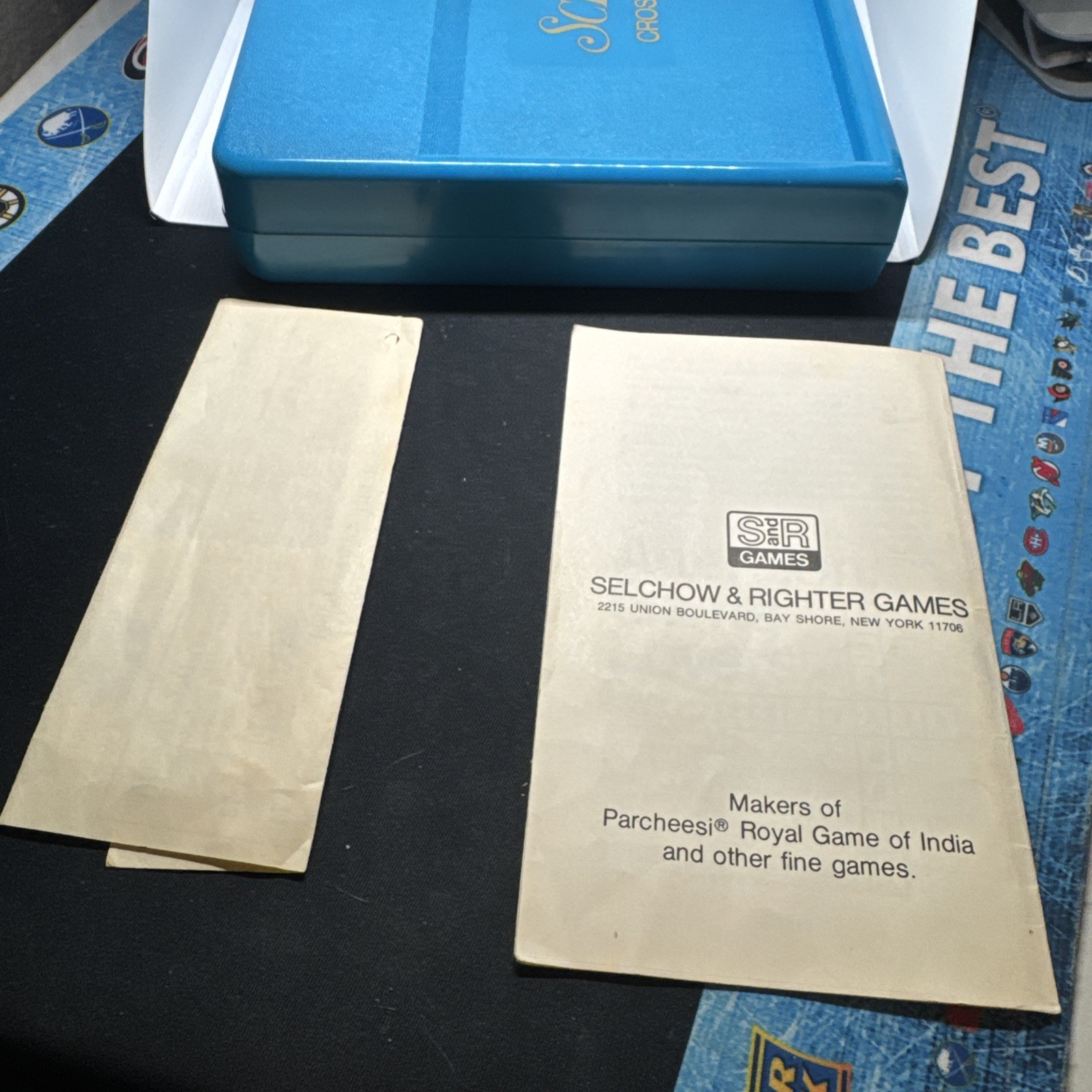 Vintage Scrabble Travel Game Magnetic 100 Tiles Complete Blue Case Set