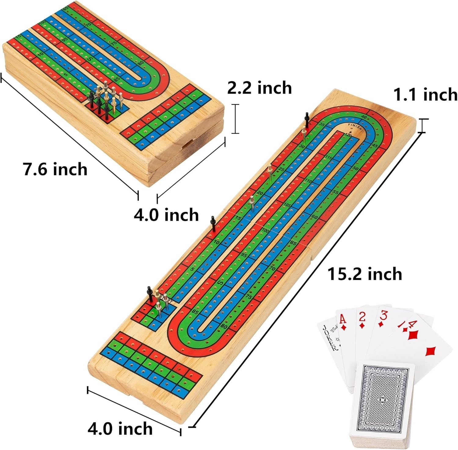 Cribbage Board Game Set w/Storage – Fun Table Game with Wooden Board for Adul…