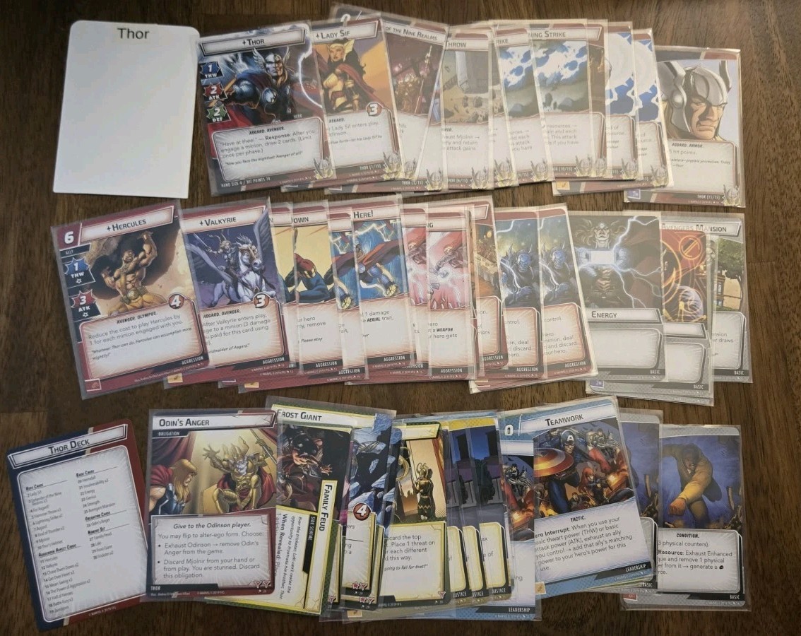 Marvel Champions Thor Hero Pack Expansion, Used. INCOMPLETE SET, MISSING CARD