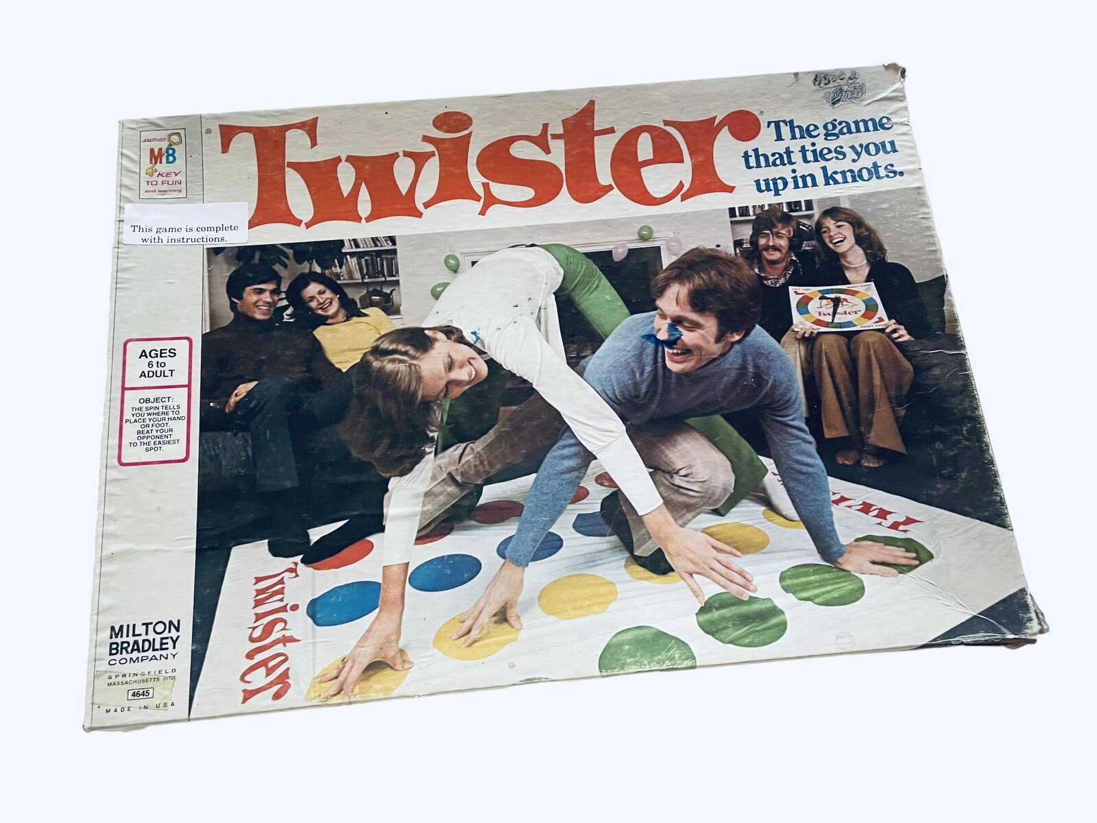 Vintage 1974 TWISTER Board Game by Milton Bradley Party Sleepover Complete 70s
