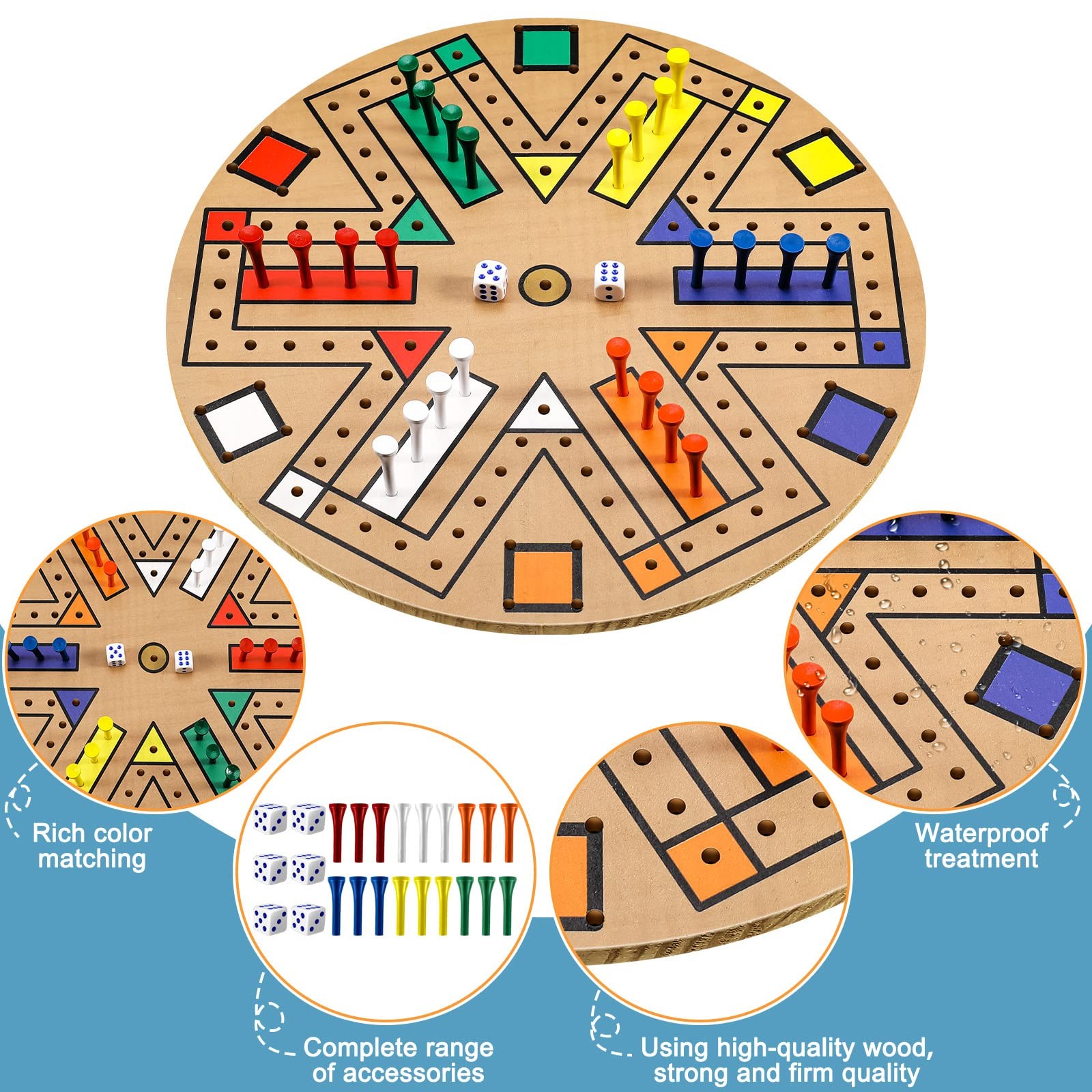 Fast Track Board Game Wooden 3-6 Players Board Game Set with 24 Boards Games …