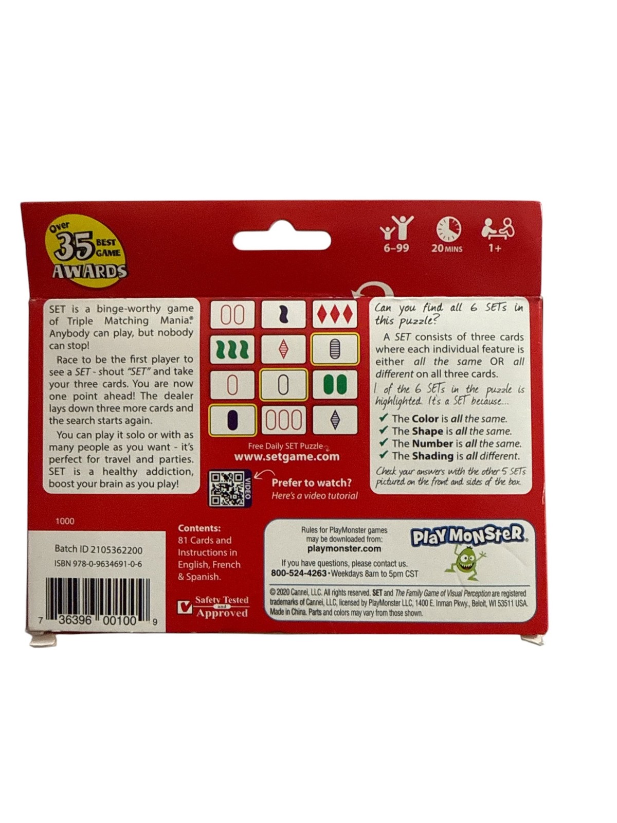 PlayMonster SET Card Game Family Visual Perception 30 Year Anniversary Boxed