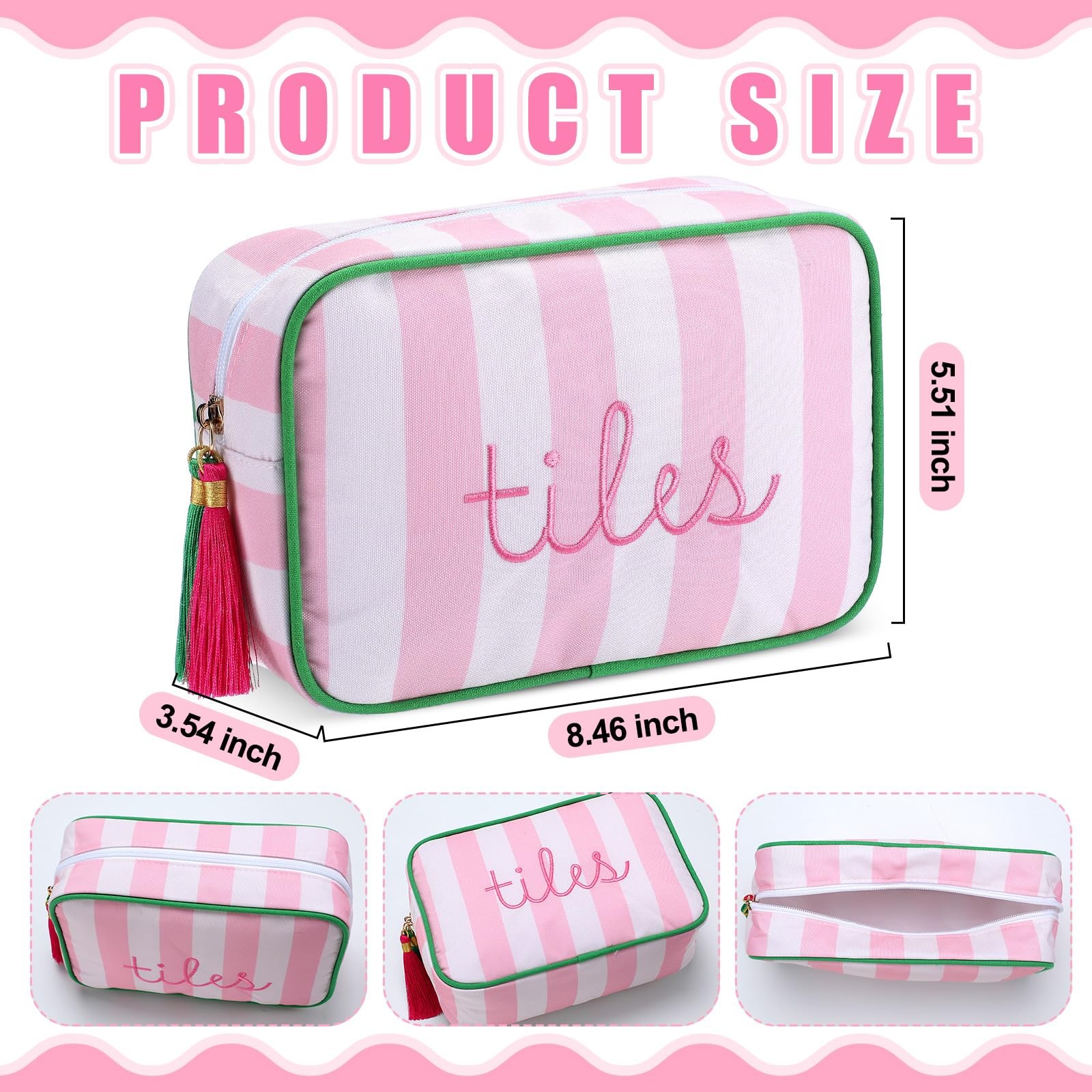 Mahjong Tile Bag with Zipper, Striped Embroidered Mahjong Storage Pouch Mah J…