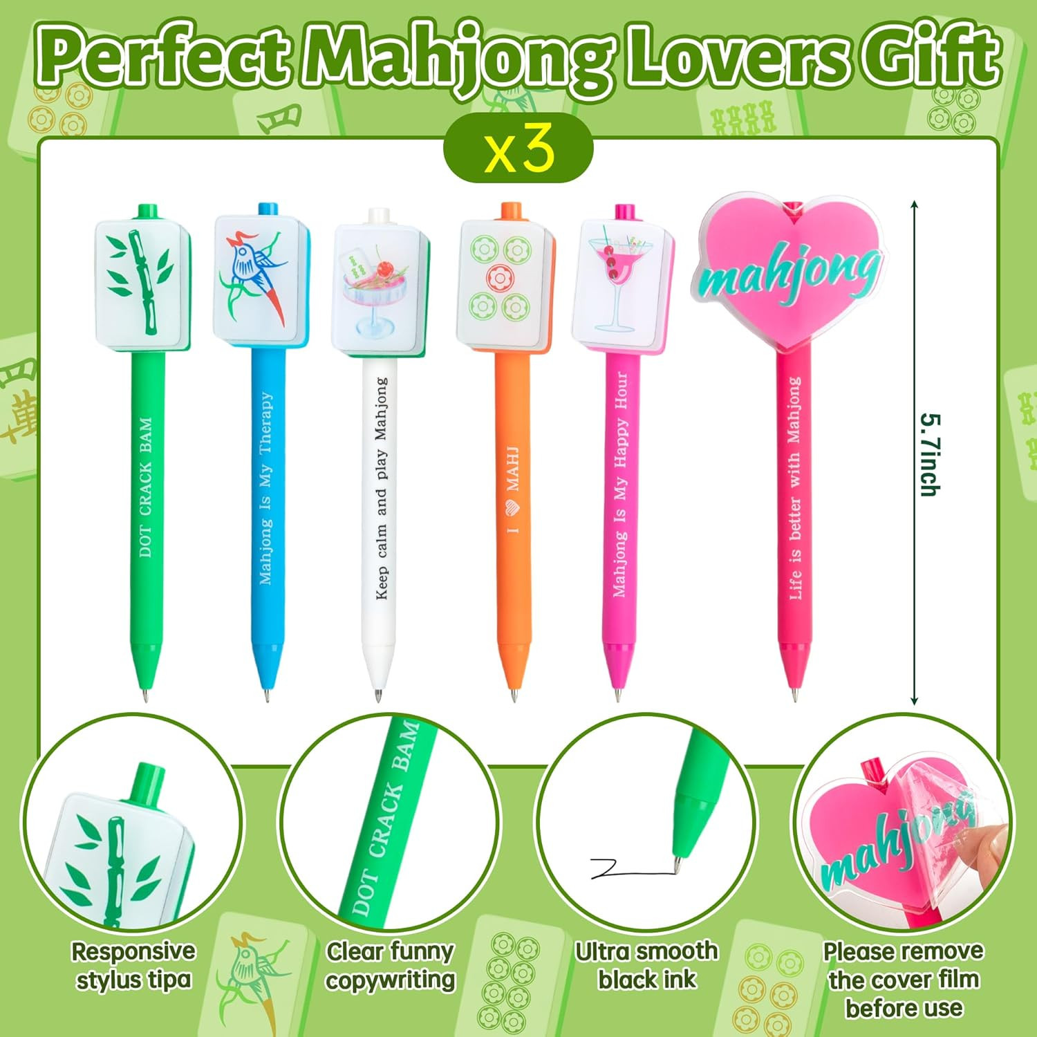 Mahjong Gifts Set for Women & Men – 36PCS Mahjong Party Favors with 18 Funny Pen