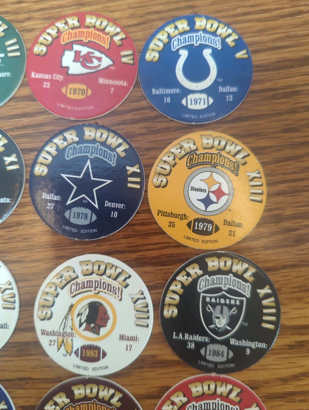 Vintage 90s NFL Pogs Lot of 25 Washington Oakland Raiders Howie Long Cowboys