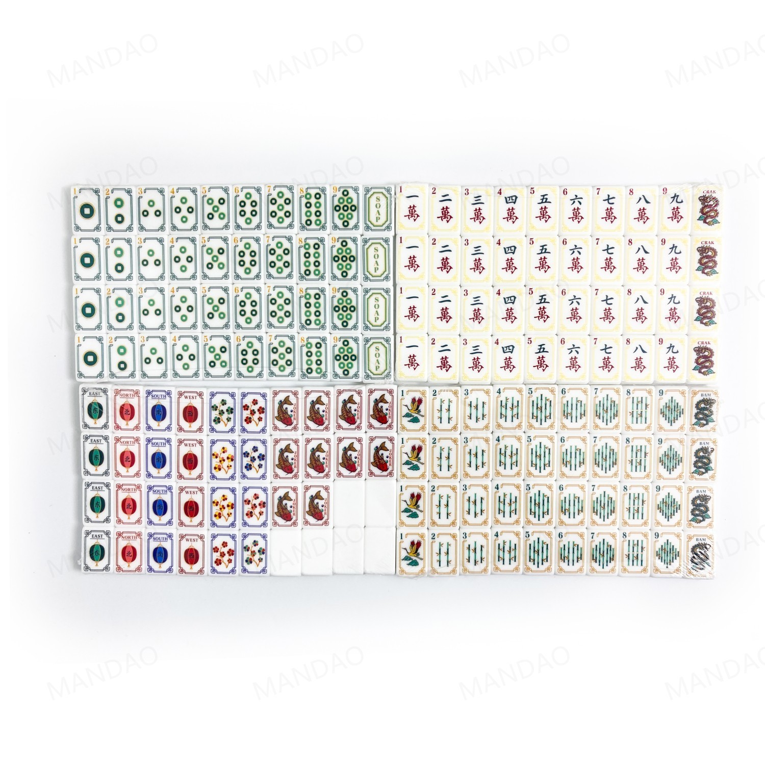 NEW! Vibrant Layered Mahjong Tiles – Full American Set 160Tiles – Koi carp