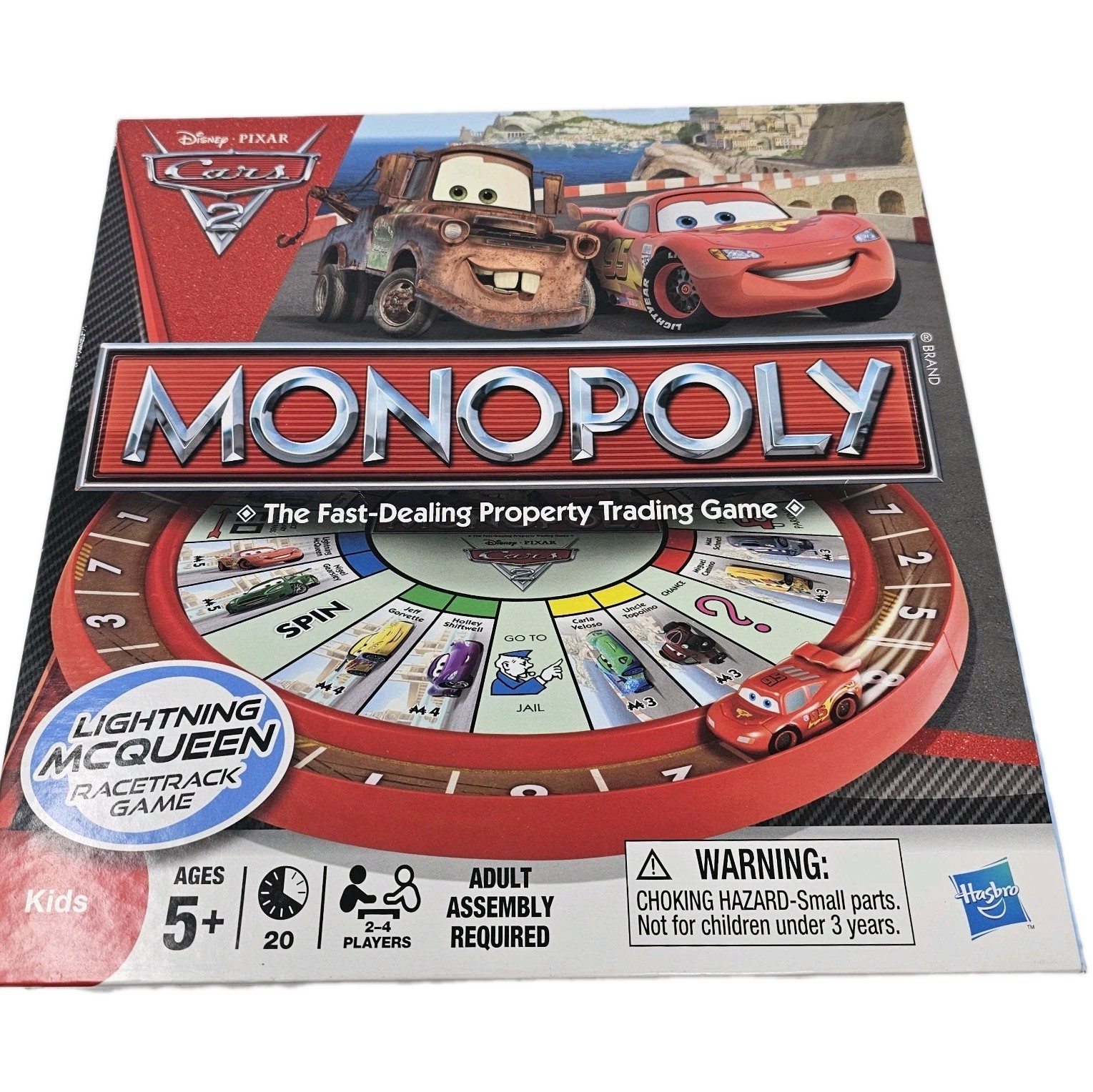 Hasbro Disney Pixar Cars 2 Monopoly Complete 2011 Lightning McQueen Racetrack