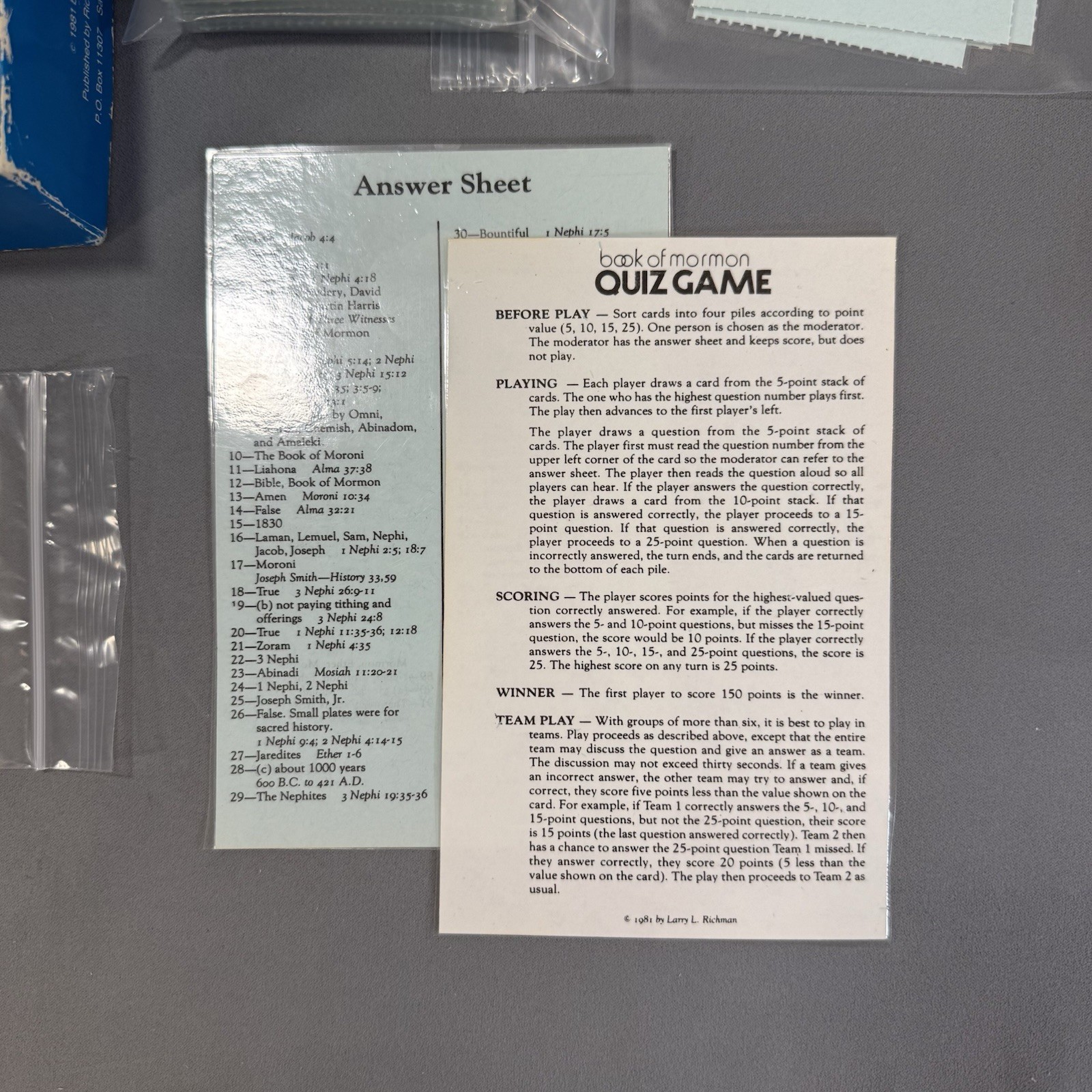Rare 1981 Book of Mormon Family Quiz Game – Complete 91 Question LDS Bible Study