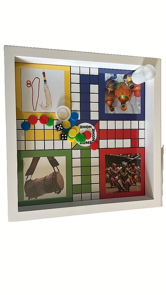 Handcrafted Wooden Ludo Game Board with Glass Cover | African Home Decor Gift
