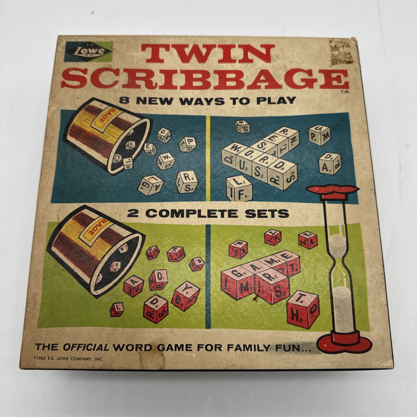 Vintage 1965 Twin Scribbage Board Game by Lowe Co. Complete Word Play NIB