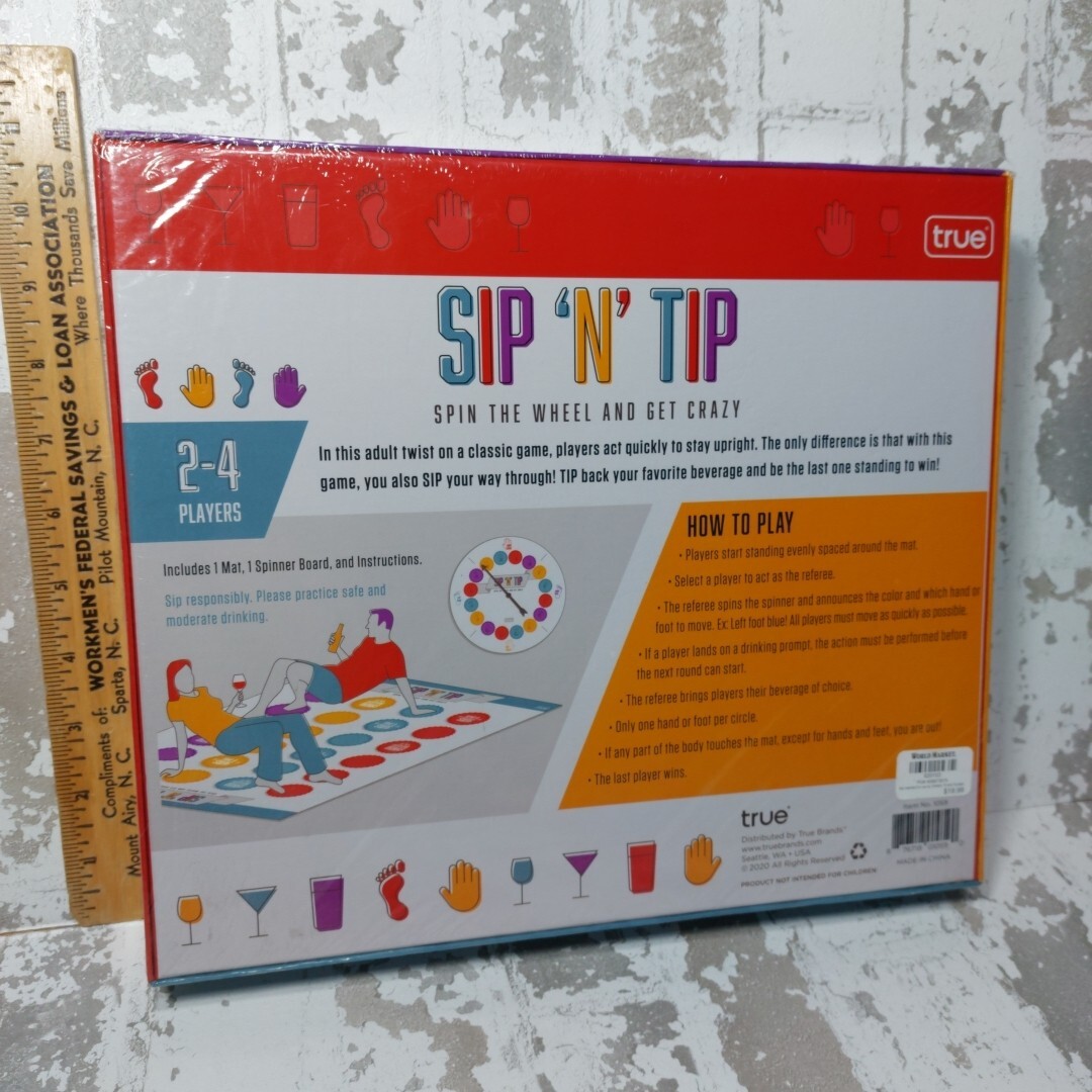 Sip N Tip Party Game: Spin The Wheel And Get Crazy! – 2 To 4 Players! – Sealed