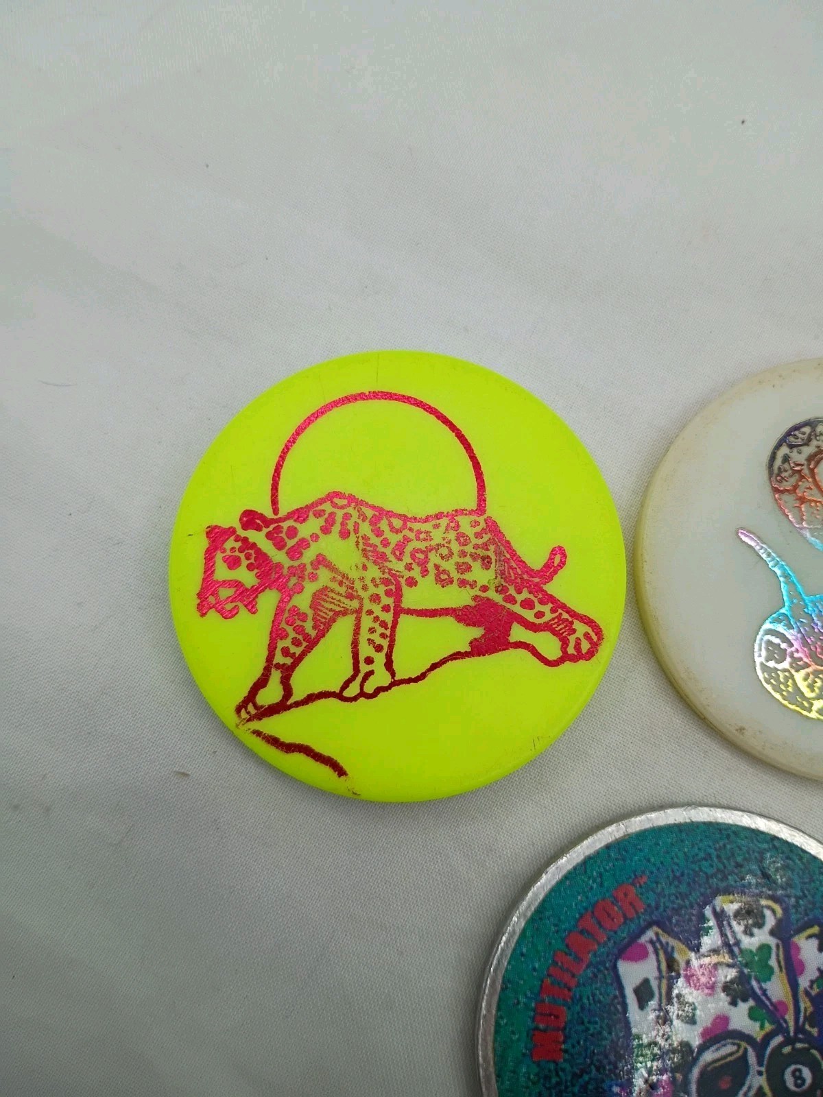 Lot Of 3, Vtg 1990s Pog Slammers, Skull Jester, Cheetah, Holographic Snake