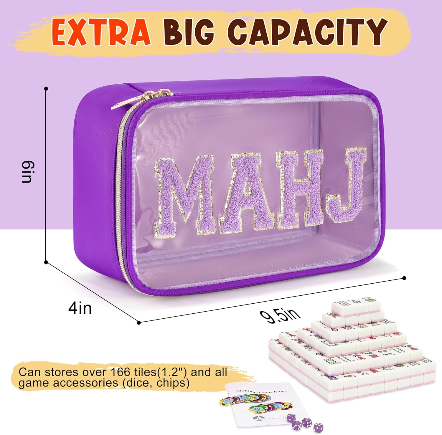 Mahjong Tiles Bag,Empty Thickened American Mahjong Bag with Zipper Suitable f…
