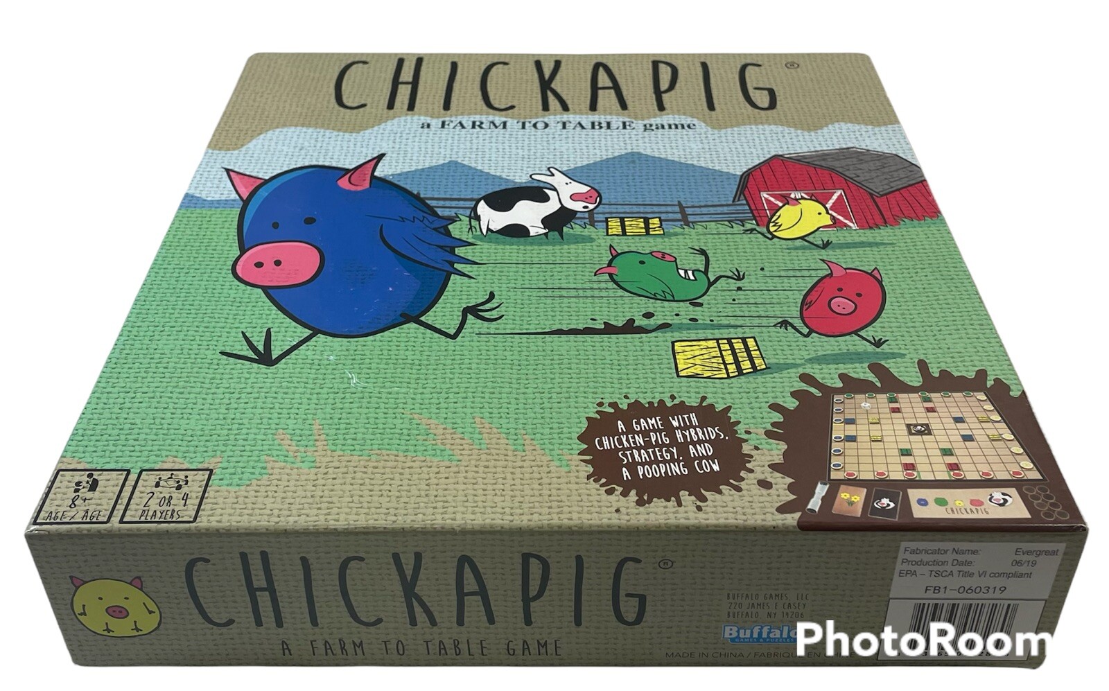 Chickapig Board Game Complete Strategy Family Game Chicken Pig Poop 2-4 Players