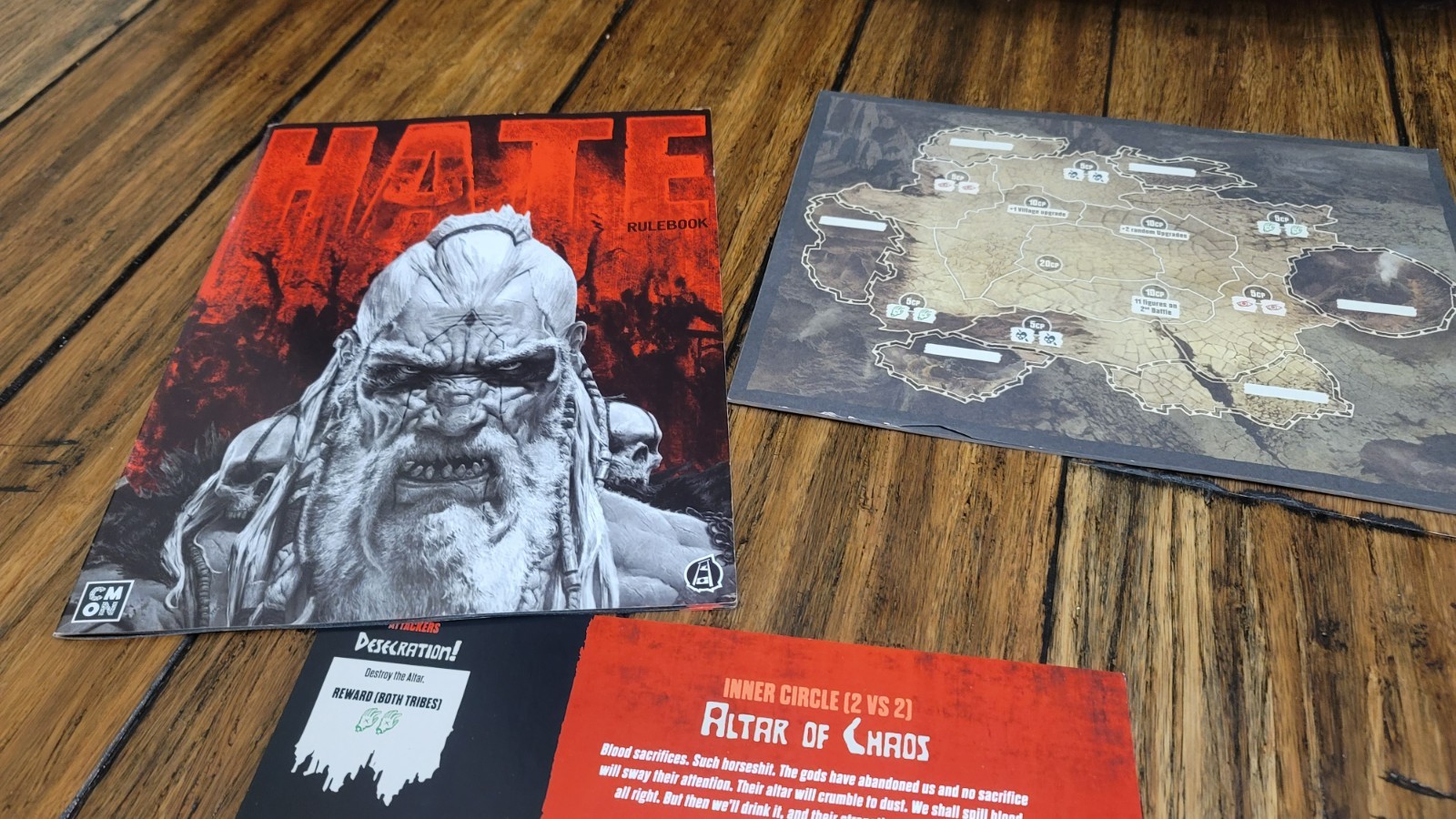 Hate Board Game – CMON – Rule Book and Scenarios and Sheetpads