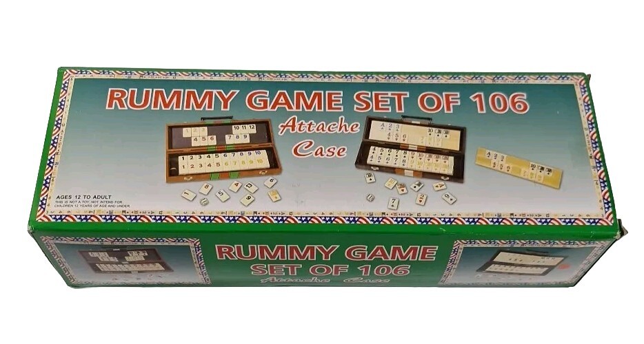Deluxe Rummy Game Set Of 106 w/Wooden Racks in Attache Case CHH Games – NEW!
