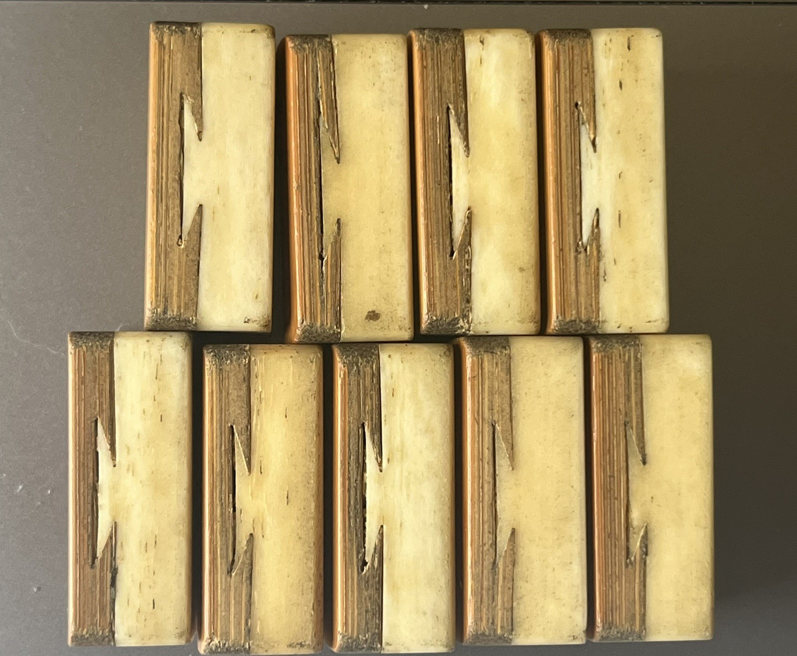 lot 9 Vtg 1920s Mahjong Large Bone/Bamboo Replacement Tiles 1-9 CRAK- thick bone