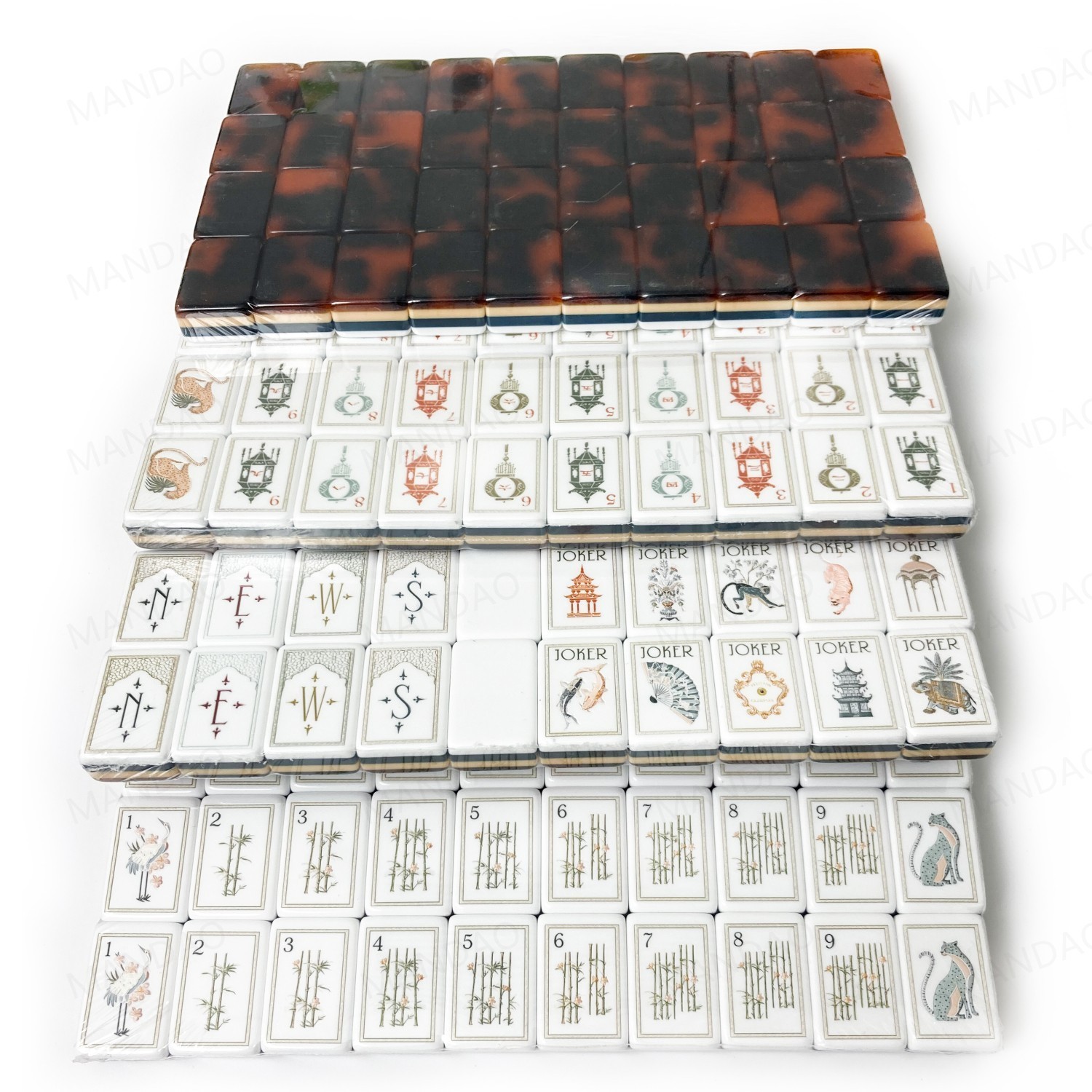 Tortoiseshell 4Layer Mahjong Tiles – American Set 160 Tiles – Beautiful!